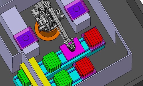 Stanowisko do automatycznego rozładunku z wykorzystanie robota ABB