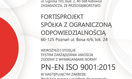 Certyfikacja zarządzania jakością PN-EN ISO 9001:2015